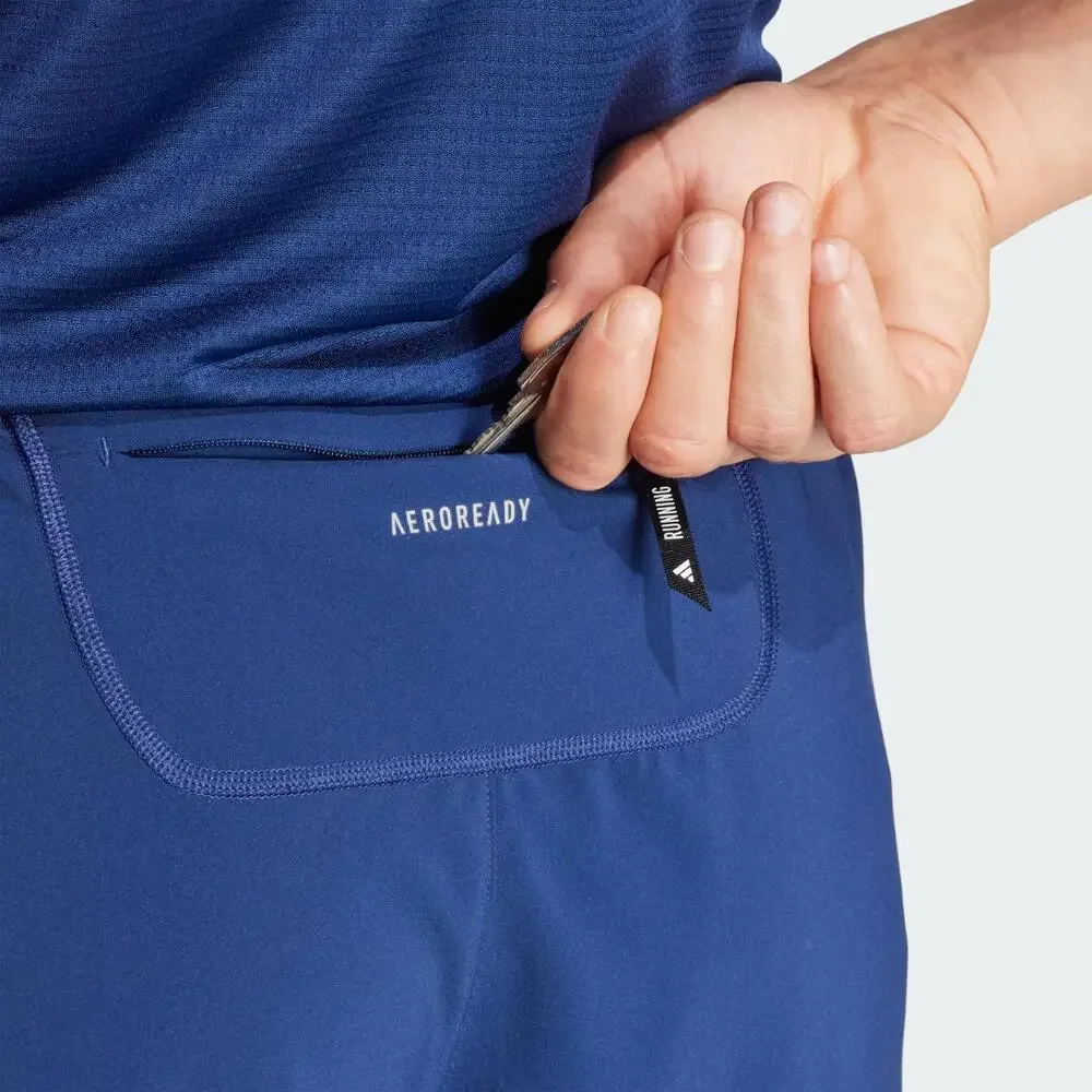 Adidas Own The Run IY0706 Shorts Mens MEDIU Blue Drawstring Waist Active APP2297